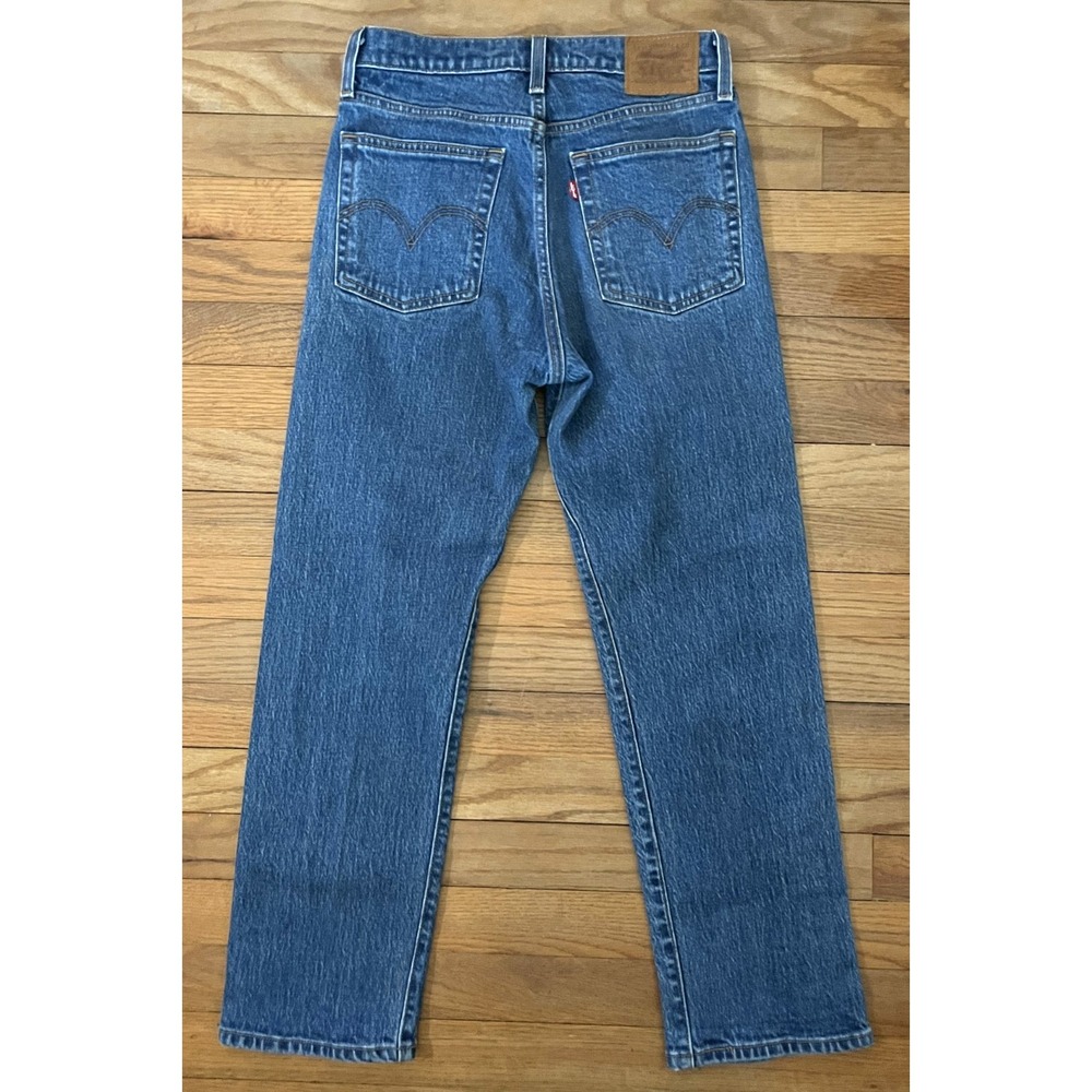 Levi's Premium Wedgie Straight High Rise Jeans Women 25x26 Blue Denim Big E